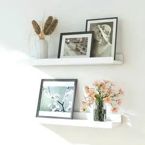 White Floating Shelves for Wall Decor, Wall Mounted Wood Storage Shelf for Bedroom, Living Room, Bathroom, Kitchen, Nursery, Display Picture Ledge Shelf with Lip Set of 2-16 Inches, White White Floating Shelves for Wall Decor, Wall Mounted Wood Storage Shelf for Bedroom, Living Room, Bathroom, Kitchen, Nursery, Display Picture Ledge Shelf with Lip Set of 2-16 Inches, White