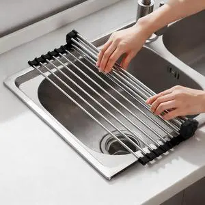 Dish Drying Rack with Roll Up and Over Sink for Kitchen,17.5"x11.8",Black Dish Drying Rack with Roll Up and Over Sink for Kitchen,17.5"x11.8",Black