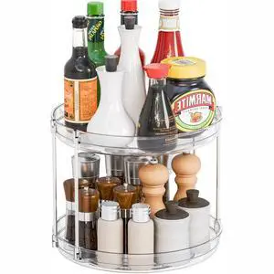 2 Tier Lazy Susan Turntable for Cabinet,Countertop,Pantry,9.5"W Spinning Seasoning Organizer,Double Rotating Kitchen Spice Rack Organizer and Condiments,Medicine,Vitamin Bottle Organizer Carousels,1Pc 2 Tier Lazy Susan Turntable for Cabinet,Countertop,Pantry,9.5"W Spinning Seasoning Organizer,Double Rotating Kitchen Spice Rack Organizer and Condiments,Medicine,Vitamin Bottle Organizer Carousels,1Pc