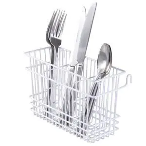 Cutlery Basket | Hanging | Attach to Standard Dish Drying Rack | Utensil Caddy | Vinyl Coated | 3 Compartment | White Cutlery Basket | Hanging | Attach to Standard Dish Drying Rack | Utensil Caddy | Vinyl Coated | 3 Compartment | White