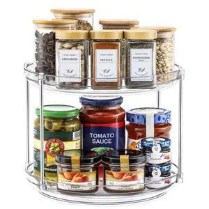 2 Tier Non-Skid Acrylic Lazy Susan Turntable Organizer - Rotating Spice Rack - Spinning Organization Tray for Kitchen, Pantry, Countertop, Closet, Bathroom, Vanity, Medicine Cabinet Organizing, 9.25'' 2 Tier Non-Skid Acrylic Lazy Susan Turntable Organizer - Rotating Spice Rack - Spinning Organization Tray for Kitchen, Pantry, Countertop, Closet, Bathroom, Vanity, Medicine Cabinet Organizing, 9.25''