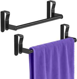 Over Cabinet Towel Holder, 2 Pack Kitchen Cabinet Door Towel Bar, Stainless Steel Over the Cabinet Dish Towel Rack for RV, Black Over Cabinet Towel Holder, 2 Pack Kitchen Cabinet Door Towel Bar, Stainless Steel Over the Cabinet Dish Towel Rack for RV, Black