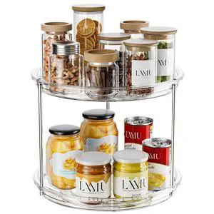 2 Tier Lazy Susan Turntable Organizer for Cabinet, 9'' Rotating Spice Rack for Kitchen, Pantry, Countertop, Bathroom, Vanity, Under Sink, Medicine Cabinet Organizer, 1 Pack 2 Tier Lazy Susan Turntable Organizer for Cabinet, 9'' Rotating Spice Rack for Kitchen, Pantry, Countertop, Bathroom, Vanity, Under Sink, Medicine Cabinet Organizer, 1 Pack
