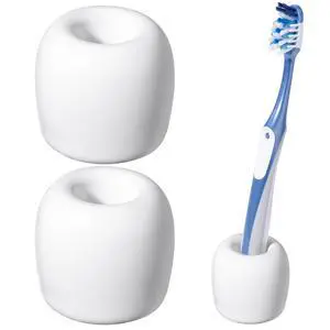 Ceramic Toothbrush Holders for Bathrooms, Sleek Tooth Brush Holder Toothbrush Stand Tooth Brushing Holder, Portable Bathroom Accessories Organizer, White, 2 Pack Ceramic Toothbrush Holders for Bathrooms, Sleek Tooth Brush Holder Toothbrush Stand Tooth Brushing Holder, Portable Bathroom Accessories Organizer, White, 2 Pack