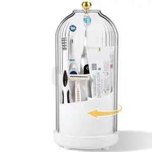 Toothbrush Holders with Cover Toothpaste Organizer for Bathroom, White Toothbrush Holders with Cover Toothpaste Organizer for Bathroom, White