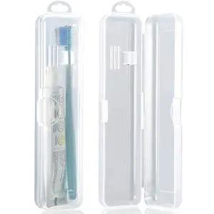 2 Pack Travel Size Toothbrush Case Holder Portable Clear Toothbrush and Toothpaste Storage Container Hard Plastic Transparent Carrying Box for Traveling 2 Pack Travel Size Toothbrush Case Holder Portable Clear Toothbrush and Toothpaste Storage Container Hard Plastic Transparent Carrying Box for Traveling
