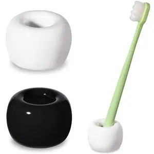 Mini Ceramics Toothbrush Holder Stand for Bathroom Vanity Countertop, Handmade Couple Toothbrush Head Holder, Shaver Holder and Office Pen Holder, Black&White, Pack of 2 Mini Ceramics Toothbrush Holder Stand for Bathroom Vanity Countertop, Handmade Couple Toothbrush Head Holder, Shaver Holder and Office Pen Holder, Black&White, Pack of 2