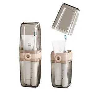 Toothbrush Travel Case, 2 in 1 Toothbrush Holder and Rinse Cup, Large Capacity Toothbrush Cup with Cover, Portable Travel Toothbrush Holder for Traveling, Camping, Trip - 1Pcs - Beige&Clear Toothbrush Travel Case, 2 in 1 Toothbrush Holder and Rinse Cup, Large Capacity Toothbrush Cup with Cover, Portable Travel Toothbrush Holder for Traveling, Camping, Trip - 1Pcs - Beige&Clear