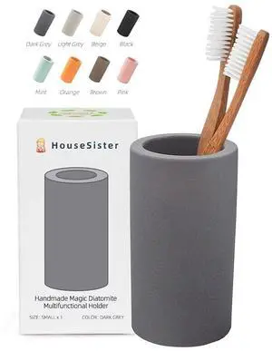 Fast-Drying Diatomite Toothbrush Holder - Bathroom Countertop Organizer Stand for Toothpaste, Makeup Brushes, Razors & Accessories (Dark Grey) Fast-Drying Diatomite Toothbrush Holder - Bathroom Countertop Organizer Stand for Toothpaste, Makeup Brushes, Razors & Accessories (Dark Grey)