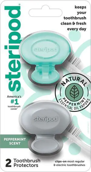 Clip-On Toothbrush Protector with Peppermint Essential Oils, Keeps Toothbrush Fresh and Clean, Travel Accessories, Fits Most Manual and Electric Toothbrushes, 2 Count Clip-On Toothbrush Protector with Peppermint Essential Oils, Keeps Toothbrush Fresh and Clean, Travel Accessories, Fits Most Manual and Electric Toothbrushes, 2 Count