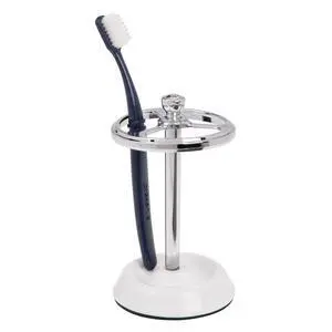 3-Section Toothbrush Holder, White/Chrome 3-Section Toothbrush Holder, White/Chrome