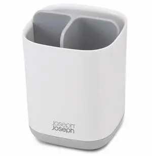 Easy-Store - Compact Toothbrush Holder Caddy Bathroom Storage , Grey/White, Regular Easy-Store - Compact Toothbrush Holder Caddy Bathroom Storage , Grey/White, Regular