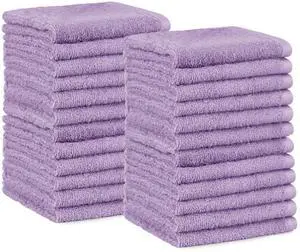 Highly Absorbent, Fast Drying 100% Cotton Washcloths for Bathroom, Machine Washable, 12 x 12 inches, Lavender, 24-Pack Highly Absorbent, Fast Drying 100% Cotton Washcloths for Bathroom, Machine Washable, 12 x 12 inches, Lavender, 24-Pack