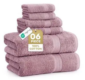 100% Cotton Turkish Towels for Bathroom - 6 Piece - Softer & Highly Absorbent - 2 Bath, 2 Wash cloths, 2 Hand Towels - Complete Family Set, Hotel Quality & Gentle on Skin - Wistful Mauve 100% Cotton Turkish Towels for Bathroom - 6 Piece - Softer & Highly Absorbent - 2 Bath, 2 Wash cloths, 2 Hand Towels - Complete Family Set, Hotel Quality & Gentle on Skin - Wistful Mauve