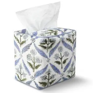 Blue Fabric Tissue Box Cover - Floral Print Tissue Box & Decorative Square Napkin Holder Handmade Cotton for Home Bedroom Vanity Countertop Night Stands Office Blue Fabric Tissue Box Cover - Floral Print Tissue Box & Decorative Square Napkin Holder Handmade Cotton for Home Bedroom Vanity Countertop Night Stands Office