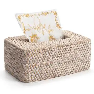 Rattan Tissue Box Cover, Rectangular Wicker Tissue Box Holder, Decorative Woven Facial Tissue Holder for Bathroom, Kitchen, Living Room, Bedroom (Whitewash) Rattan Tissue Box Cover, Rectangular Wicker Tissue Box Holder, Decorative Woven Facial Tissue Holder for Bathroom, Kitchen, Living Room, Bedroom (Whitewash)