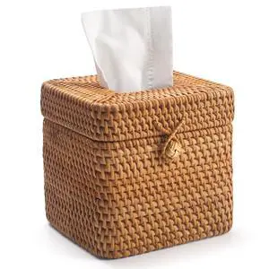 Rattan Tissue Box Cover Square, Wicker Tissue Box Holder with Lid, Natural Woven Facial Tissue Holder for Bathroom, Kitchen, Living Room (Natural) Rattan Tissue Box Cover Square, Wicker Tissue Box Holder with Lid, Natural Woven Facial Tissue Holder for Bathroom, Kitchen, Living Room (Natural)