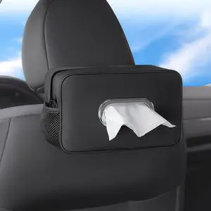 Multi-Functional Car Tissue Holder with 2 Storage Nets, Upgraded PU Leather Tissue Box Cover, Large Rectangle Napkin Organizer Fit for 100-160 Regular Size Tissues, Keep Car Tidy, Black Multi-Functional Car Tissue Holder with 2 Storage Nets, Upgraded PU Leather Tissue Box Cover, Large Rectangle Napkin Organizer Fit for 100-160 Regular Size Tissues, Keep Car Tidy, Black
