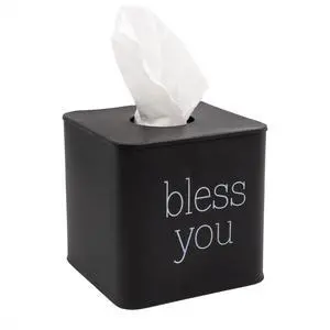 Square Tissue Box Cover (Black); Modern Farmhouse Enamelware Tissue Holder Square Tissue Box Cover (Black); Modern Farmhouse Enamelware Tissue Holder