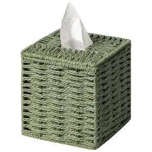 Sage Green Tissue Box Cover, Paper Rope Hand Woven Square Tissue Box Holder for Home Decor, Bathroom Countertop, Office, Bedside Table Sage Green Tissue Box Cover, Paper Rope Hand Woven Square Tissue Box Holder for Home Decor, Bathroom Countertop, Office, Bedside Table