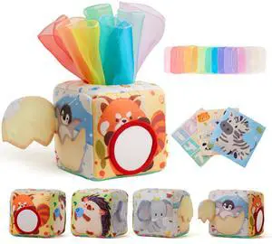 Baby Tissue Box Toy for Babies 6-12 Months - Montessori Sensory Toy Baby Tissue Box Toy for Babies 6-12 Months - Montessori Sensory Toy