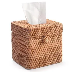 Rattan Tissue Box Cover Natural Woven Facial Napkin Holder Square with Lid 5.7 x 5.7 x 5.5 Inch (Natural) Rattan Tissue Box Cover Natural Woven Facial Napkin Holder Square with Lid 5.7 x 5.7 x 5.5 Inch (Natural)