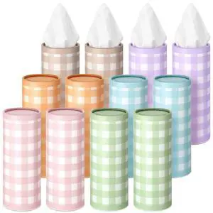 12 Pack Spring Tissue Boxes for Car Cylinder Bulk Colorful Plaid Round Cylinder Holder with 3 Ply Facial Tissues for Spring Easter Travel Bathroom Office Decoration Supplies 12 Pack Spring Tissue Boxes for Car Cylinder Bulk Colorful Plaid Round Cylinder Holder with 3 Ply Facial Tissues for Spring Easter Travel Bathroom Office Decoration Supplies