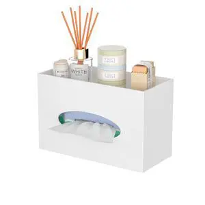 White Acrylic Tissue Box Cover Rectangular,Acrylic Tissue Dispenser with Storage Tray for Bathroom Kitchen Home Office(White, 9.85x4.5x6.3) White Acrylic Tissue Box Cover Rectangular,Acrylic Tissue Dispenser with Storage Tray for Bathroom Kitchen Home Office(White, 9.85x4.5x6.3)