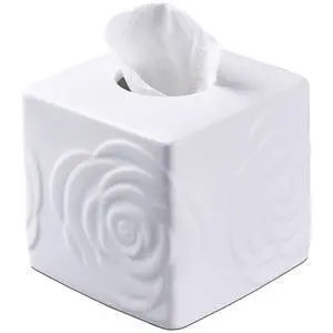 White Ceramic Rose Tissue Box Cover, Carved Flowers Large Square Tissue Box Holder Decorative for Bathroom, Vanity, Kitchen Countertop, Bedroom Night Stands, Office Desk Top White Ceramic Rose Tissue Box Cover, Carved Flowers Large Square Tissue Box Holder Decorative for Bathroom, Vanity, Kitchen Countertop, Bedroom Night Stands, Office Desk Top
