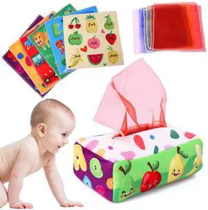Baby Toys 6 to 12 Months - Tissue Box Toy Montessori for Babies 6-12 Months, Soft Stuffed High Contrast Crinkle Infant Sensory Toys, Boys&Girls Kids Early Learning Gifts Baby Toys 6 to 12 Months - Tissue Box Toy Montessori for Babies 6-12 Months, Soft Stuffed High Contrast Crinkle Infant Sensory Toys, Boys&Girls Kids Early Learning Gifts
