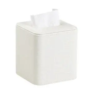 Square Tissue Box Cover with Magnetic Closure, Modern PU Leather Tissue Box Holder for Bathroom Vanity Countertop Night Stands Bedroom Office Desk, Stylish Cube Tissue Holder (Cream) Square Tissue Box Cover with Magnetic Closure, Modern PU Leather Tissue Box Holder for Bathroom Vanity Countertop Night Stands Bedroom Office Desk, Stylish Cube Tissue Holder (Cream)