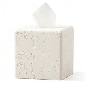Tissue Box Cover Square, Resin Facial Tissue Holder Covers Toilet Paper Holder Decorative Travertine Paper Dispenser Home Decor for Bathroom Bedroom Living Room Office (Off White) Tissue Box Cover Square, Resin Facial Tissue Holder Covers Toilet Paper Holder Decorative Travertine Paper Dispenser Home Decor for Bathroom Bedroom Living Room Office (Off White)