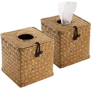 2 Pack Square Seagrass Facial Tissue Box - Decorative Woven Paper Holder Napkin Dispense - 5 x 5 x 5 Inches Rattan Tissue Box Cover 2 Pack Square Seagrass Facial Tissue Box - Decorative Woven Paper Holder Napkin Dispense - 5 x 5 x 5 Inches Rattan Tissue Box Cover