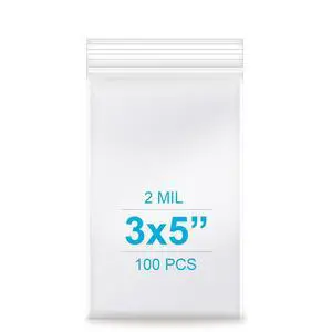 3''x 5'', (Pack of 100) 2 mil Thick Clear Plastic Reclosable Zip Poly Bags with Resealable Lock Seal Zipper for Photo, Jewelry, Bakery, Treats, Travel, Storage, Packaging & Shipping 3''x 5'', (Pack of 100) 2 mil Thick Clear Plastic Reclosable Zip Poly Bags with Resealable Lock Seal Zipper for Photo, Jewelry, Bakery, Treats, Travel, Storage, Packaging & Shipping