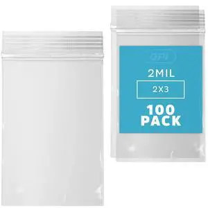 2" x 3" Small Zip Bags, 100 Pack, Clear Plastic Reclosable Poly Baggies, 2 mil with Resealable Zip Top Lock for Storage & Packaging Jewelry, Pills, Meds, Candy, Beads & Seeds. GPI 2" x 3" Small Zip Bags, 100 Pack, Clear Plastic Reclosable Poly Baggies, 2 mil with Resealable Zip Top Lock for Storage & Packaging Jewelry, Pills, Meds, Candy, Beads & Seeds. GPI