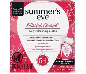 Blissful Escape Feminine Wipes, Gentle pH-Balanced Formula Helps Control Vaginal Odor, Individually Wrapped Wipes, 12 Count Blissful Escape Feminine Wipes, Gentle pH-Balanced Formula Helps Control Vaginal Odor, Individually Wrapped Wipes, 12 Count