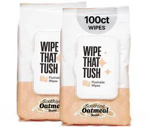 Wipe That Tush Flushable Wipes - 2 Packs of 50, 100 Total Adult Wet Wipes - Soothing Oatmeal Scent - Extra Large & Soft - Aloe & Vitamin E - Septic-Safe - Bathroom Essentials Wipe That Tush Flushable Wipes - 2 Packs of 50, 100 Total Adult Wet Wipes - Soothing Oatmeal Scent - Extra Large & Soft - Aloe & Vitamin E - Septic-Safe - Bathroom Essentials