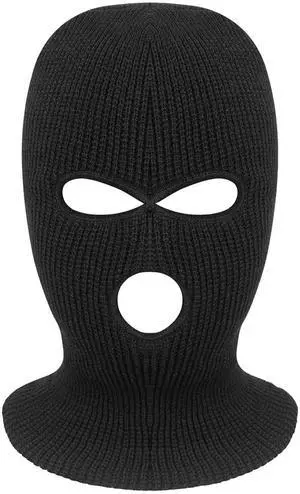 3-Hole Full Face Mask Cover Ski Mask Winter Balaclava Cap Knitted Face Cover for Winter Outdoor Sports Black 3-Hole Full Face Mask Cover Ski Mask Winter Balaclava Cap Knitted Face Cover for Winter Outdoor Sports Black