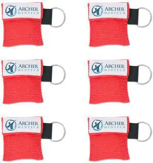 Mask for Pocket or Key Chain, CPR Emergency Face Shield with One-Way Valve Breathing Barrier for First Aid or AED Training, Archer MedTech (6) Mask for Pocket or Key Chain, CPR Emergency Face Shield with One-Way Valve Breathing Barrier for First Aid or AED Training, Archer MedTech (6)