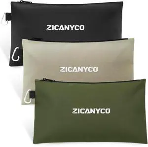 Tool Pouch Zipper Bags, Small Tool Bags with Metal Zipper & Carabiner, Durable Utility Organizer Pouches, 3-Pack (Black/Beige/Olive) Tool Pouch Zipper Bags, Small Tool Bags with Metal Zipper & Carabiner, Durable Utility Organizer Pouches, 3-Pack (Black/Beige/Olive)