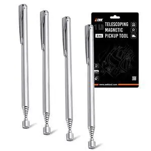 4 Pcs Stainless Telescoping Magnetic Pick-Up Tool with Pocket Pen Clip, Extendable to 25" Length, Magnet Retrieval Gadget Tool with Telescopic Stick for Home, Garage & Industrial Use 4 Pcs Stainless Telescoping Magnetic Pick-Up Tool with Pocket Pen Clip, Extendable to 25" Length, Magnet Retrieval Gadget Tool with Telescopic Stick for Home, Garage & Industrial Use