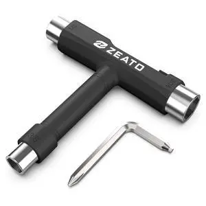 All-in-One Skate Tools Multi-Function Portable Skateboard T Tool Accessory with T-Type Allen Key and L-Type Phillips Head Wrench Screwdriver - Black All-in-One Skate Tools Multi-Function Portable Skateboard T Tool Accessory with T-Type Allen Key and L-Type Phillips Head Wrench Screwdriver - Black