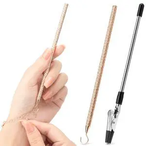 2 Pcs Bracelet Helper Tool, Portable Bracelet Helper with Rubber Tip Clip and 1mm Round Hook for Necklaces, Watches and Independent Jewelry Wear 2 Pcs Bracelet Helper Tool, Portable Bracelet Helper with Rubber Tip Clip and 1mm Round Hook for Necklaces, Watches and Independent Jewelry Wear