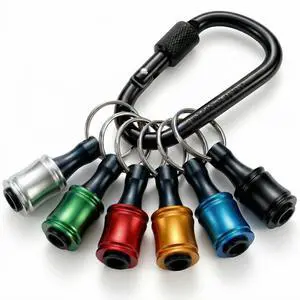 6PCS 1/4 Hex Shank Drill Bit Holders Keychain for Nut & Impact Driver Drill Bits, Push to Unlock Aluminum Alloy Screwdriver Bit Holder Key Chain, Portable Carabiner Bits Holder,Tool Gifts for Men 6PCS 1/4 Hex Shank Drill Bit Holders Keychain for Nut & Impact Driver Drill Bits, Push to Unlock Aluminum Alloy Screwdriver Bit Holder Key Chain, Portable Carabiner Bits Holder,Tool Gifts for Men