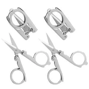 Folding Scissors, 4Pcs Stainless Steel Small Scissors Pocket Portable Foldable Travel Scissors Tiny Mini Craft Cutter Folding Scissors, 4Pcs Stainless Steel Small Scissors Pocket Portable Foldable Travel Scissors Tiny Mini Craft Cutter