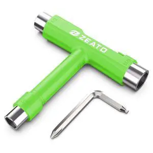 All-In-One Skate Tools Multi-function Portable Skateboard T Tool Accessory with T-type Allen Key and L-type Phillips Head Wrench Screwdriver - Green All-In-One Skate Tools Multi-function Portable Skateboard T Tool Accessory with T-type Allen Key and L-type Phillips Head Wrench Screwdriver - Green