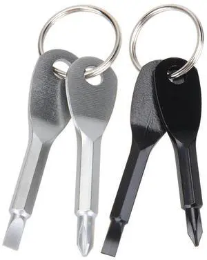 2 Set(4PCS) Portable Multifunction Key Chain Screwdriver Mini Key Shape Travel Kits Outdoor EDC Screwdriver Tool with Key Ring(Color: Black Silver) 2 Set(4PCS) Portable Multifunction Key Chain Screwdriver Mini Key Shape Travel Kits Outdoor EDC Screwdriver Tool with Key Ring(Color: Black Silver)