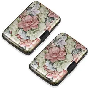 2 Pack Credit Card Holder for Women Rfid Blocking Wallet, Happy Flower 2 Pack Credit Card Holder for Women Rfid Blocking Wallet, Happy Flower