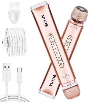 Bikini Trimmer for Women, 2 in 1 Electric Razors Bikini Shaver, IPX7 Waterproof & Easy Cleaning, Ceramic Blade, USB Recharge, Cordless Body Hair Trimmer, Facial & Pubic Hair Removal Bikini Trimmer for Women, 2 in 1 Electric Razors Bikini Shaver, IPX7 Waterproof & Easy Cleaning, Ceramic Blade, USB Recharge, Cordless Body Hair Trimmer, Facial & Pubic Hair Removal