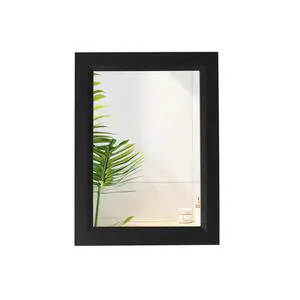 Small Rustic Black Bathroom Mirror, 11.8x15.8 Inch Wooden Frame Rectangle Wall Mirror, Hanging Horizontally or Vertically, Suitable for Living Room Bathroom Bedroom Entryway Small Rustic Black Bathroom Mirror, 11.8x15.8 Inch Wooden Frame Rectangle Wall Mirror, Hanging Horizontally or Vertically, Suitable for Living Room Bathroom Bedroom Entryway